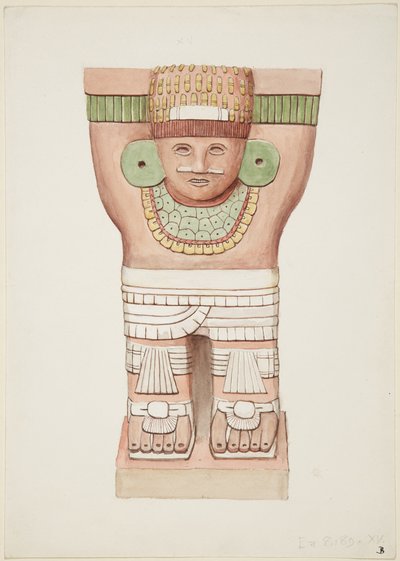 Caryatid ulkokammiosta, temppeli A, pallokenttätemppeli, Chichen Itza, Meksiko tekijältä Adela Breton