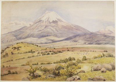 Pilvi tulossa klo 10.30 Popocatepetl, Atlixco, Puebla, Meksiko (akvarelli ja bodycolor) tekijältä Adela Breton
