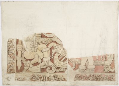 Osa alttarista Jaguaarien ylemmässä temppelissä, temppeli E, Chichen Itza, Meksiko tekijältä Adela Breton