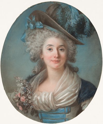 Muodikas aatelisnainen, jolla on hattu tekijältä Adelaide Labille Guiard