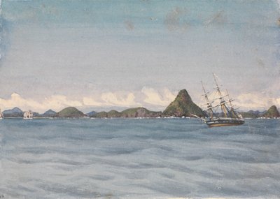 "Ulompi ankkuripaikka tyynessä säässä, Mazatlan [Meksiko], 17. elokuuta 1850". tekijältä Admiral Sir Edward Gennys Fanshawe