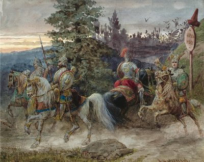 Tie Chernomoriin. Kuvitus A. Pushkinin runoon Ruslan ja Ljudmila tekijältä Adolf Charlemagne