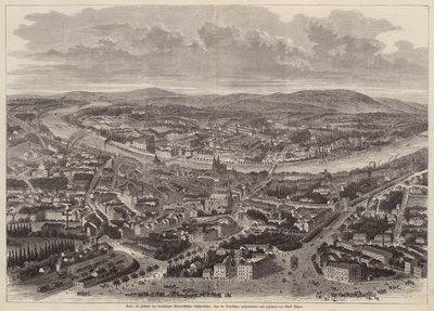 Lintuperspektiivistä Basel, Sveitsi (kaiverrus) tekijältä Adolf Eltzner