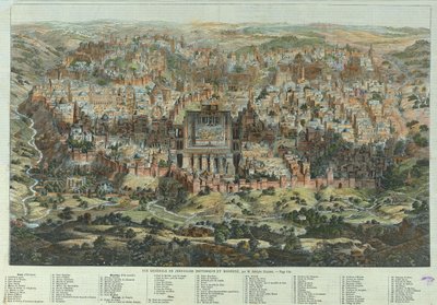 Jerusalemin kartta Yleiskuva historiallisesta ja modernista Jerusalemista, noin 1862 tekijältä Adolf Eltzner