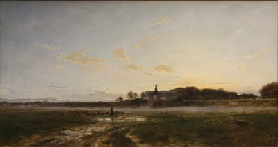 Theresienwiese ja Bavaria iltavalossa tekijältä Adolf Heinrich Lier