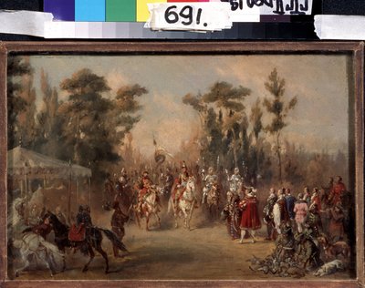 Tsaarin metsästys 1500-luvulla. Adolf Charlemagnen (1826-1901) teos. Öljy pahville tekijältä Adolf Jossifowitsch Charlemagne