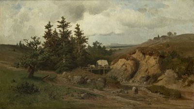 Maisema puusillalla - Maisema puusillalla - Adolf Kosarek (1830-1859). öljy kankaalle tekijältä Adolf Kosárek