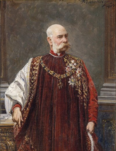 Muotokuva Franz Joseph I:stä Itävallasta Golden Fleecen suurmestarina, 1903 tekijältä Adolf Liebscher