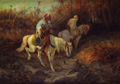 Arabiratsumiehet metsän reunalla tekijältä Adolf Schreyer
