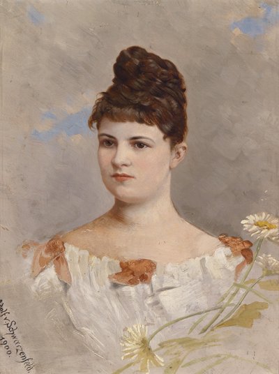 Ottilie Schneitt von Schwarzenfeldin muotokuva takana olevan etiketin mukaan tekijältä Adolf d. Ä. Schreitter von Schwarzenfeld