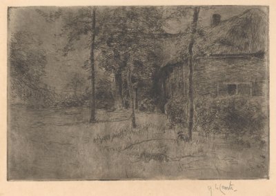 Olkikattoinen maalaistalo tekijältä Adolf le Comte (signed by artist)