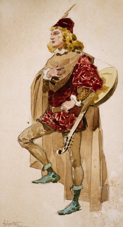 Adolfo Hohensteinin (1854-1928) pukupiirros Zanettoon, Pietro Mascagnin (1863-1945) ooppera tekijältä Adolfo Hohenstein
