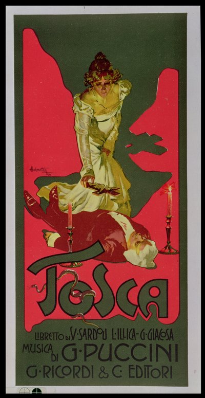 Tosca, esitystä mainostava juliste tekijältä Adolfo Hohenstein
