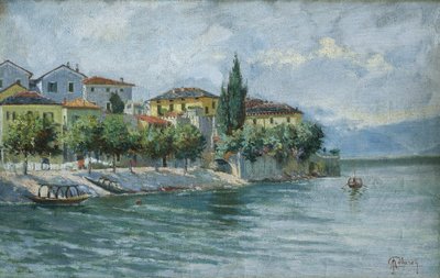 Lake Maggiore -maisema (öljy kankaalle) tekijältä Adolfo Polaroli