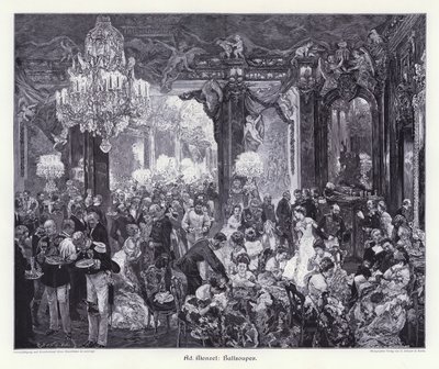 Ball Supper (kaiverrus) tekijältä Adolph Friedrich Erdmann von (after) Menzel