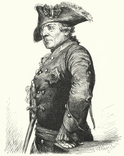 Frederick Suuri, Preussin kuningas (kaiverrus) tekijältä Adolph Friedrich Erdmann von (after) Menzel