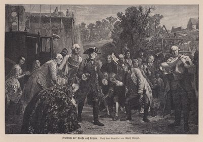 Frederick Suuri, Preussin kuningas, matkalla (kaiverrus) tekijältä Adolph Friedrich Erdmann von (after) Menzel