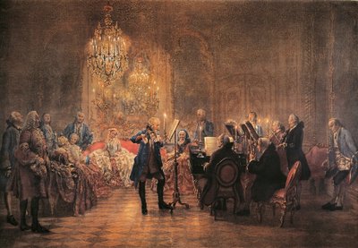 Konsertti huilulle Frederick Suuren kanssa Sanssoucissa tekijältä Adolph Menzel