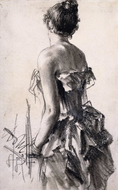 naisen takaa katsottuna; Naisen takaa katsottuna, 1888 tekijältä Adolph Menzel