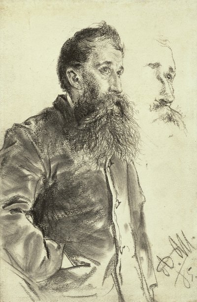 Tutkimus miehestä, jolla on parta, hänen käsi taskussaan, 1885 tekijältä Adolph Menzel