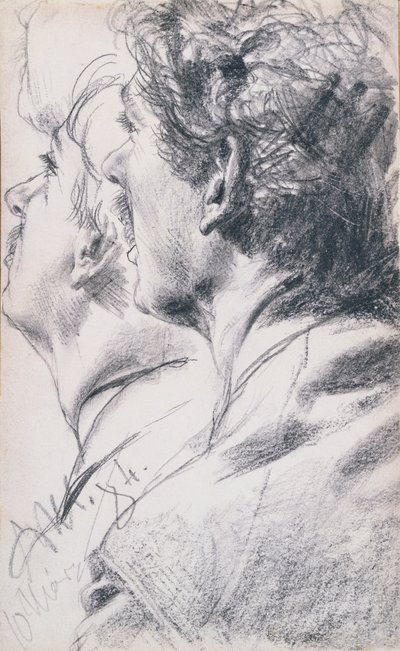 Nuoren miehen pää vasemmalla, 1884 tekijältä Adolph Menzel