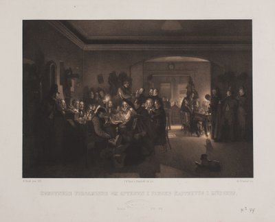 Taiteilijat kokoontuivat illalla Finckin kahvilaan Münchenissä. tekijältä Johan Adolph Kittendorff