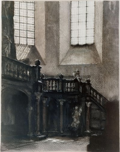 Näkymä barokkityyliselle urkukorokkeelle tekijältä Adolph Menzel