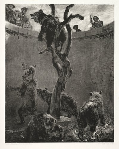 Essee kivestä harjalla ja kaavinta: Karhun kuoppa, 1851. tekijältä Adolph Menzel