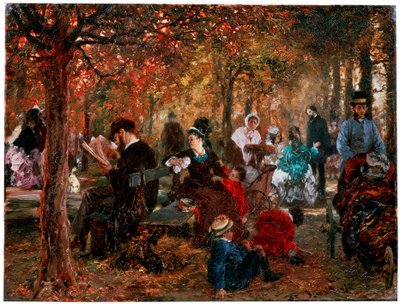 Jardin de Luxembourgissa Muisto Luxemburgin puistosta, 1876. tekijältä Adolph Menzel