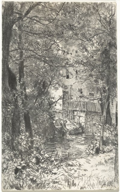 Maisema pesurin kanssa tekijältä Adolph Menzel