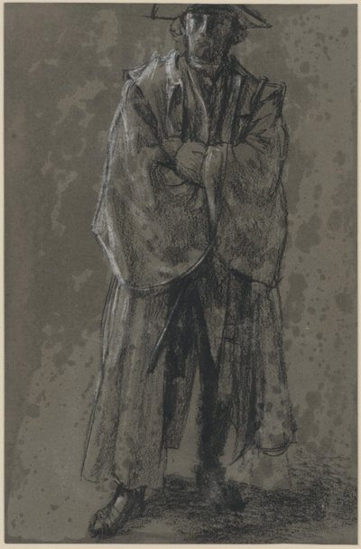 Upseeri, jolla on takki ja hattu (asento-tutkimus: Moritz von Anhalt-Dessau) tekijältä Adolph Menzel