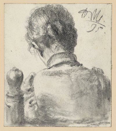 Tuolilla istuvan naisen selkäkuva tekijältä Adolph Menzel