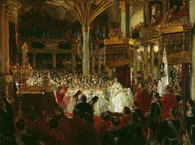 Vilhelm I:n kruunaus Preussin kuninkaaksi Königsbergin linnassa 1861, 1861. tekijältä Adolph Menzel