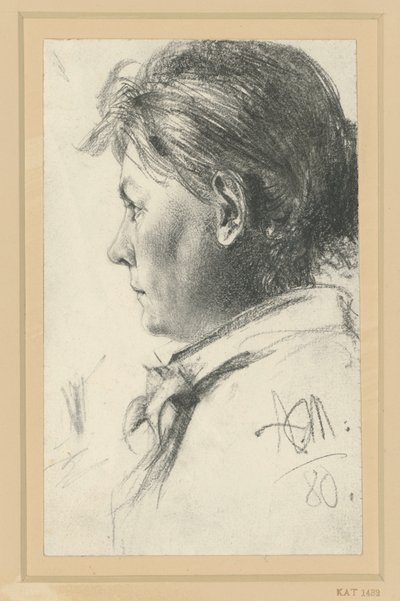 Naisen rintakuva vasemmalle katsottuna tekijältä Adolph Menzel