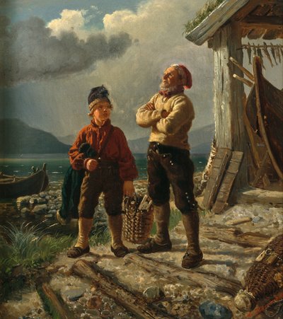 Vanha merimies ja nuori poika tekijältä Adolph Tidemand