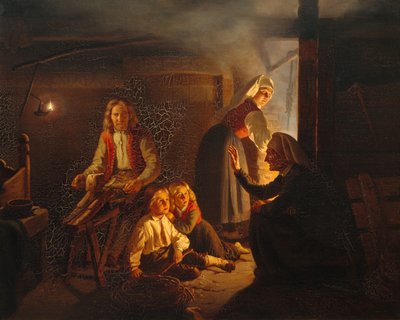 Tarinankertoja (maalaus) tekijältä Adolph Tidemand