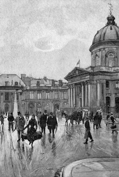 Seinen rannat ja Institut de France (Ranska-instituutti) tekijältä Adolphe (after) Giraldon