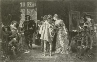 Rembrandtin ateljeen tuntijat (printti) tekijältä Adolphe Alexandre Lesrel