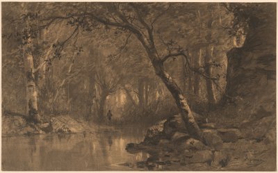 Metsäjoki kalastajan kanssa tekijältä Adolphe Appian