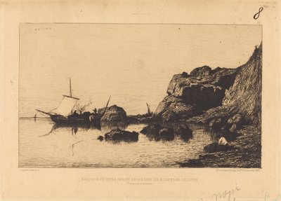 Kalastusvene pysähtyy Colliouren kallioilla tekijältä Adolphe Appian