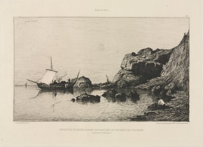 Kalastusvene saapumassa Colliouren kallioille tekijältä Adolphe Appian