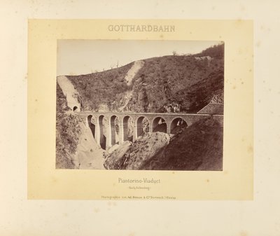 Gotthardin rautatie: Piantorinon viadukti (valmistumisen jälkeen) tekijältä Adolphe Braun and Cie