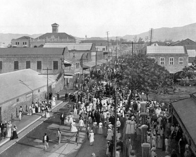King Street katsomassa pohjoiseen, Kingston, Jamaika, 1905. tekijältä Adolphe Duperly and Son