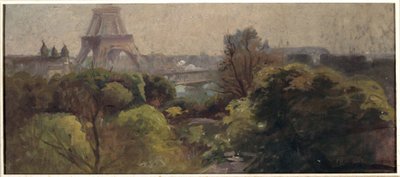Eiffel-torni Delessertin puutarhasta nähtynä tekijältä Adolphe Ernest Gumery