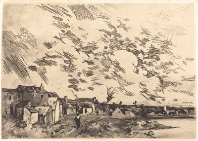 Kylä joen rannalla tekijältä Adolphe Hervier