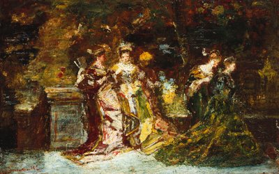 Fete Galante, n. 1870 tekijältä Adolphe Joseph Thomas Monticelli