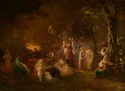 Fête Champêtre, n. 1844-86 (öljy kankaalle) tekijältä Adolphe Joseph Thomas Monticelli