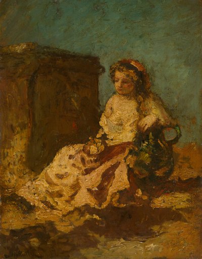 Meditaatio (istuva nainen) tekijältä Adolphe Joseph Thomas Monticelli