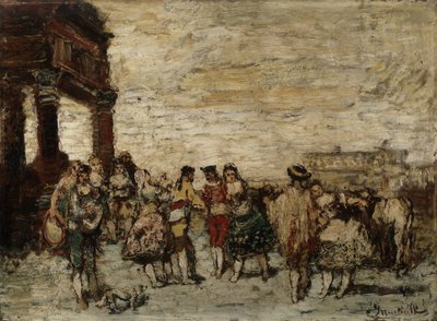 Juhlat Espanjassa Adolphe Monticellin (1824-1886) maalaus Koko 36,5x48 cm Musee Grobet-Labadie tekijältä Adolphe Joseph Thomas Monticelli