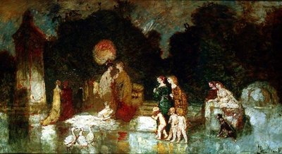 Näkymä puistossa tekijältä Adolphe Joseph Thomas Monticelli